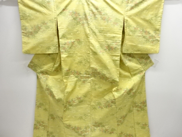 アンティーク　楓模様織り出し十日町紬着物